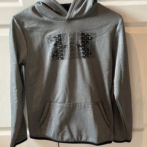 Under Armour Boys youth XL (YXL) hoodie sweatshirt coldgear gray with black